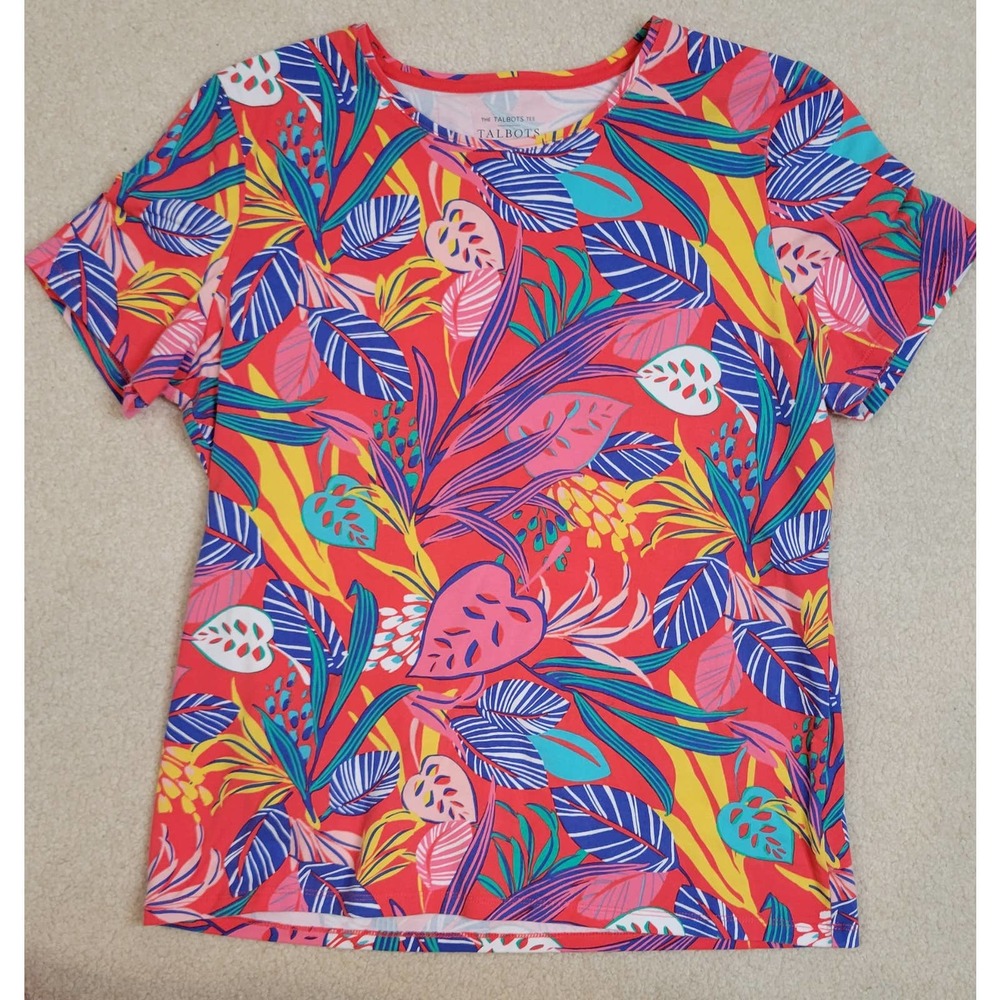 The Talbots Tee Bright Floral Women's  Shirt Short Sleeve Medium